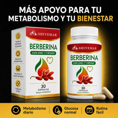 Berberina con Zinc y Cromo – Control de Glucosa, Metabolismo y Peso - 1+1 GRATIS