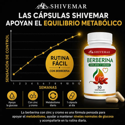 Berberina con Zinc y Cromo – Control de Glucosa, Metabolismo y Peso - 1+1 GRATIS