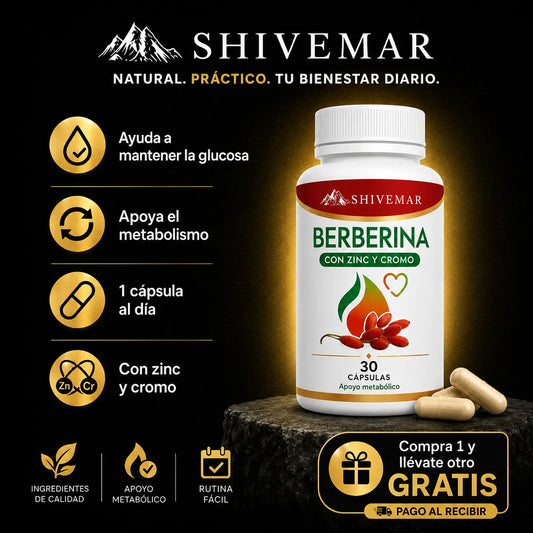 Berberina con Zinc y Cromo – Control de Glucosa, Metabolismo y Peso - 1+1 GRATIS