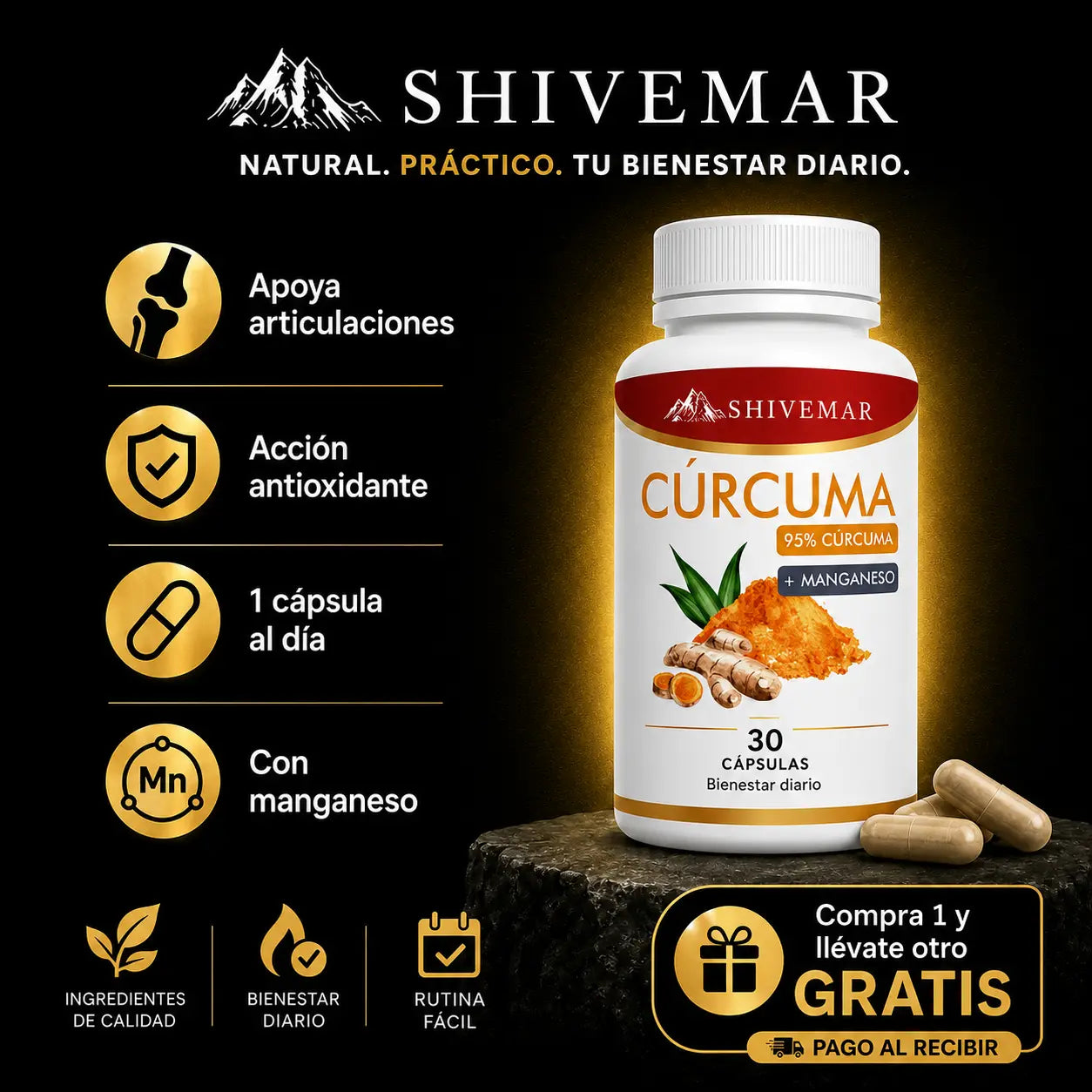 Cúrcuma con Manganeso – Apoyo Articular, Antioxidante y Movilidad - 1+1 GRATIS