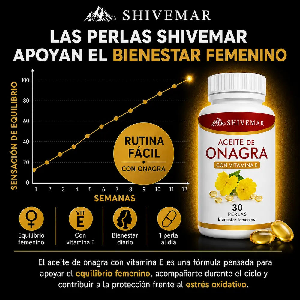 Aceite de Onagra – Equilibrio Hormonal, Bienestar Femenino y Mejor Piel - 1+1 GRATIS