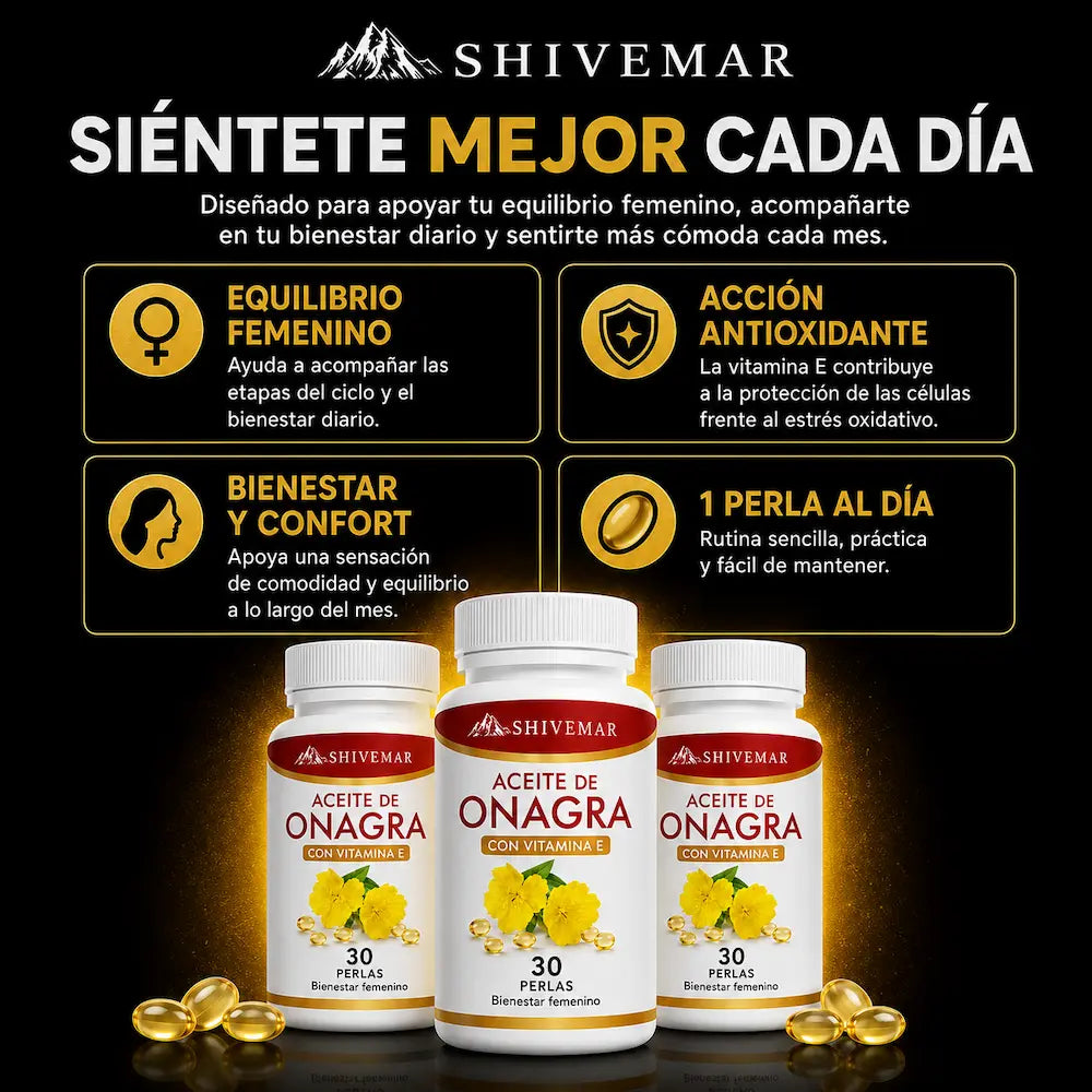 Aceite de Onagra – Equilibrio Hormonal, Bienestar Femenino y Mejor Piel - 1+1 GRATIS
