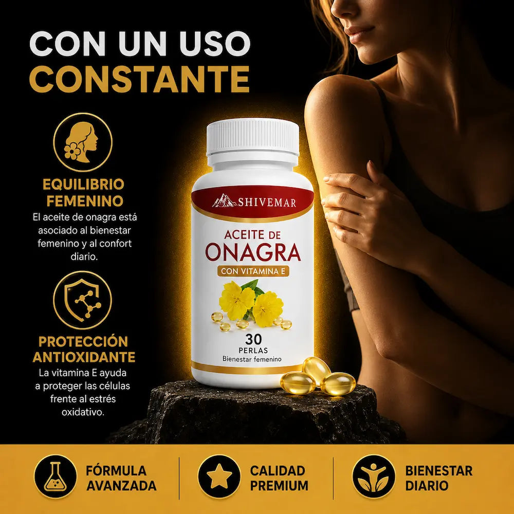 Aceite de Onagra – Equilibrio Hormonal, Bienestar Femenino y Mejor Piel - 1+1 GRATIS
