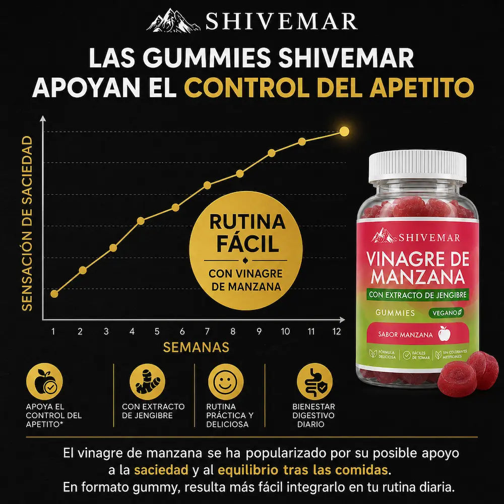 Gummies Vinagre de Manzana – Menos Antojos, Más Saciedad y Bienestar Digestivo - 1+1 GRATIS