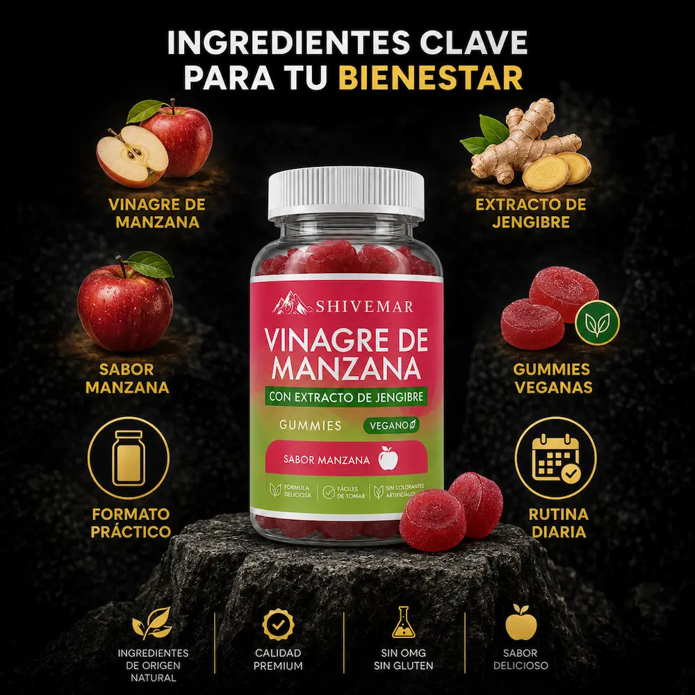 Gummies Vinagre de Manzana – Menos Antojos, Más Saciedad y Bienestar Digestivo - 1+1 GRATIS